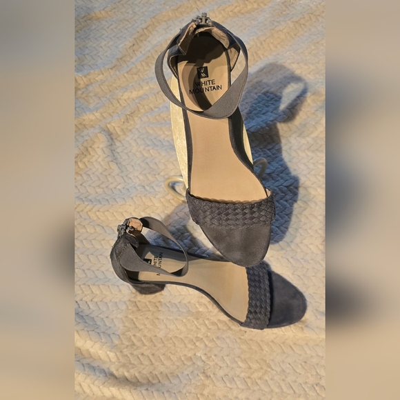 Bluish Gray Ankle Strap Sandals - Picture 2 of 4